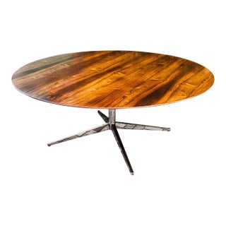 Vintage 1960s Florence Knoll 72" Round Rosewood X Base Table Desk For Sale