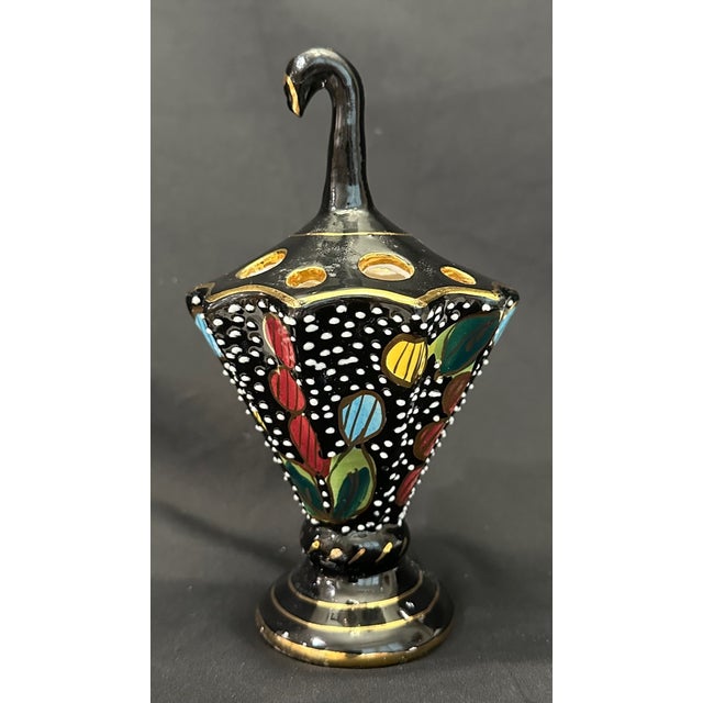 Vintage Italian Mid-Century Fima Deruta Black and Gold Centerpiece Desk Accessory For Sale - Image 9 of 10