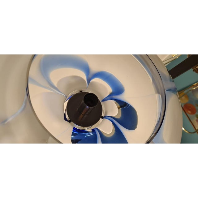 Metal Space Age Hanging Light in Blue and White, 1980s For Sale - Image 7 of 15