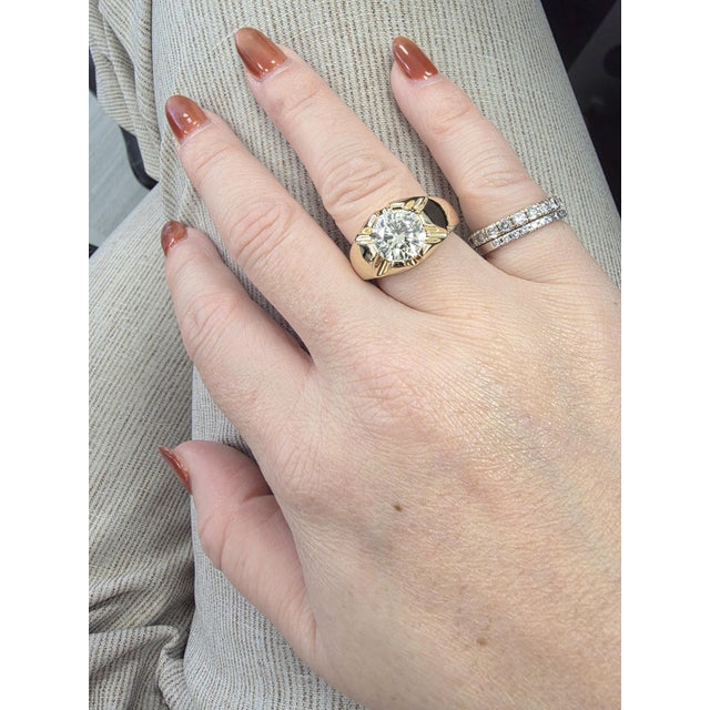 18k Gold 2.70 Carat Diamond Gia U-v Vs1 Sunburst Solitaire Ring, Size 6.25 For Sale In Los Angeles - Image 6 of 6