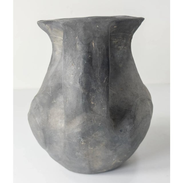 15th Century & Earlier Han Dynasty Chinese Sichuan Black Glazed Amphora Vase For Sale - Image 5 of 12