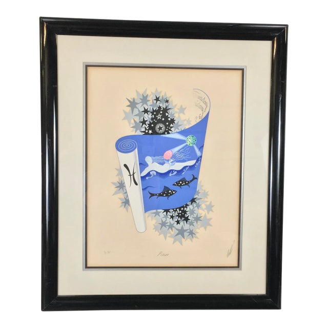 “Pisces” by Erte 1982 Original Serigraph Signed and Numbered 3/35 Artists Proof Ap For Sale