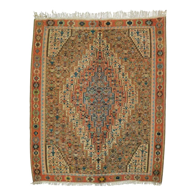 Vintage Handwoven Persian Kilim. 4'x 5' For Sale