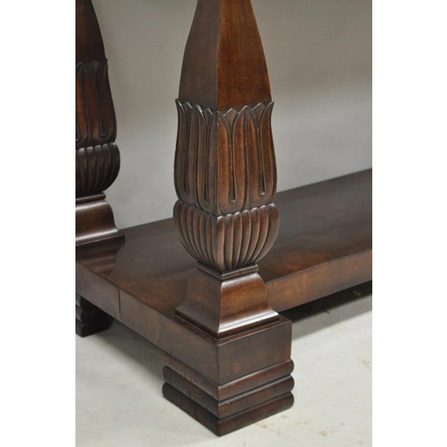 Antique French Empire Mahogany White Marble Top Console Hall Table W/ Drawer For Sale - Image 10 of 18