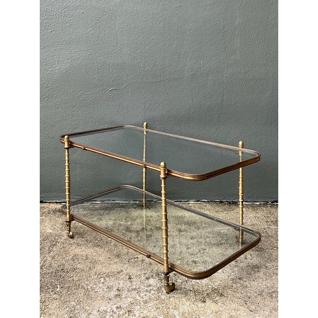 Vintage Brass Faux Bamboo Coffee Table For Sale - Image 10 of 12