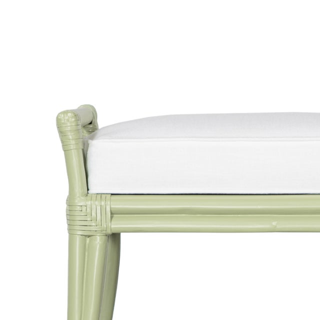 David Francis Small Malacca Bench - Celery Green For Sale - Image 4 of 8