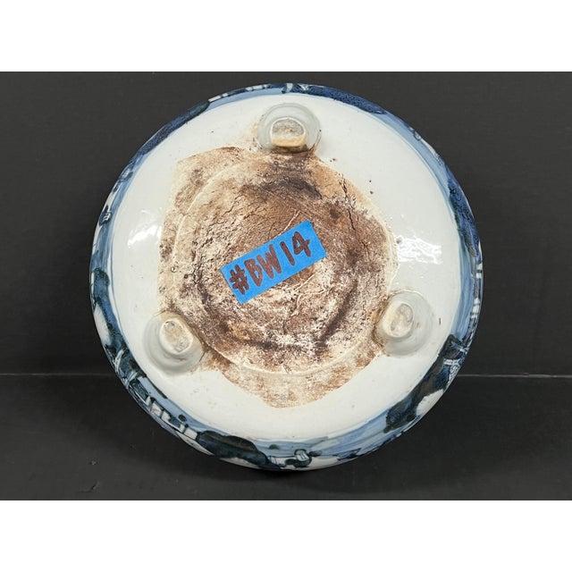 Late 20th Century Chinese Art Porcelain Blue and White Incense Burner With Mountain Scenery Design For Sale - Image 14 of 14