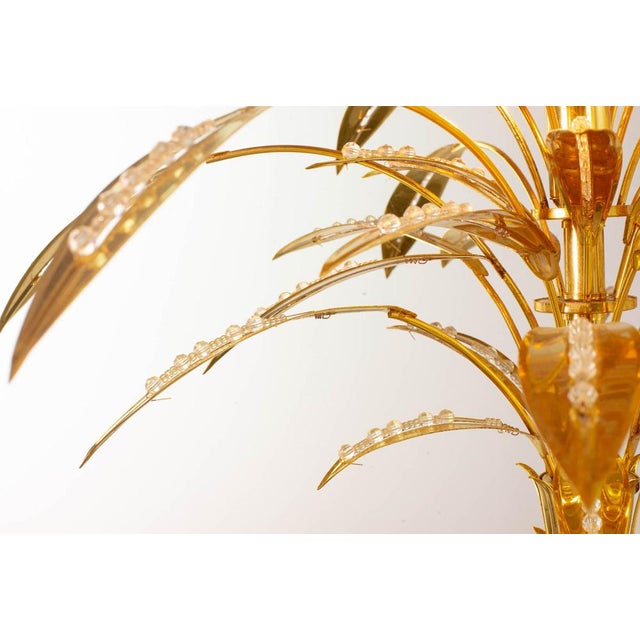 Golden Palm Tree Floor Lamp with 3 Sparkling Branches, Italy, 1970s For Sale - Image 9 of 18