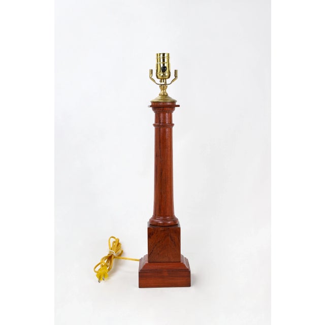 1970s Wooden Column Lamp With a Cherry Stain For Sale - Image 10 of 10