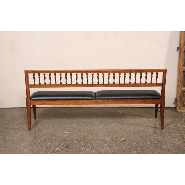 Mid 20th Century Yale Burge Spindle-Back Bench W/ Black Seat For Sale In Atlanta - Image 6 of 13