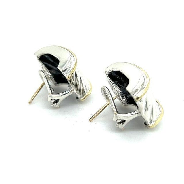 1990s 1990s Pair of David Yurman Authentic Estate Earrings 14k Gold + Silver For Sale - Image 5 of 13