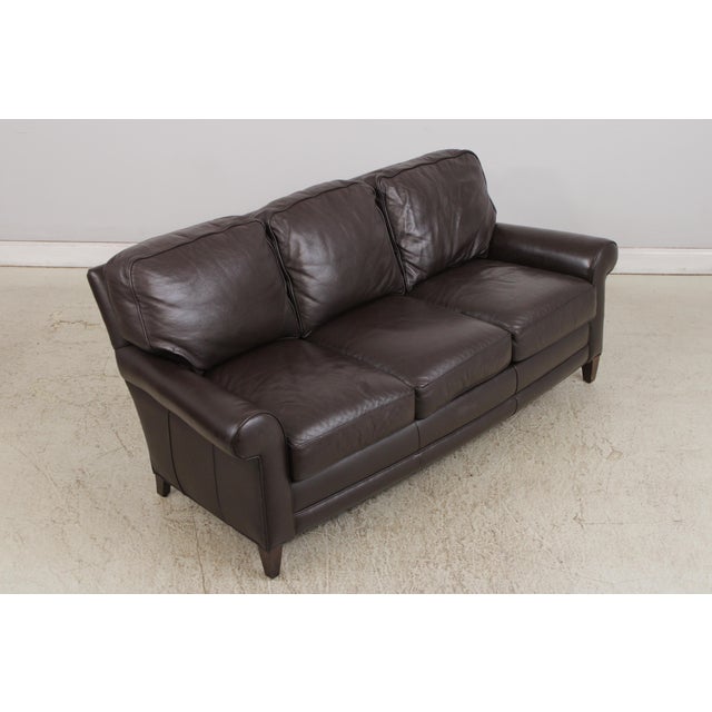 Traditional Hancock & Moore 3 Seat Leather Loveseat Sofa For Sale - Image 3 of 16