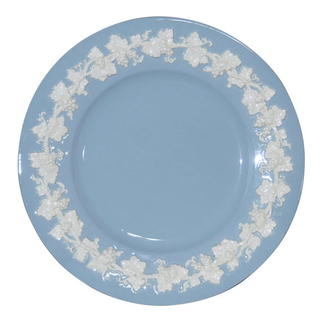 Wedgwood Etruria/Barlaston Embossed Queensware White on Blue Dinner