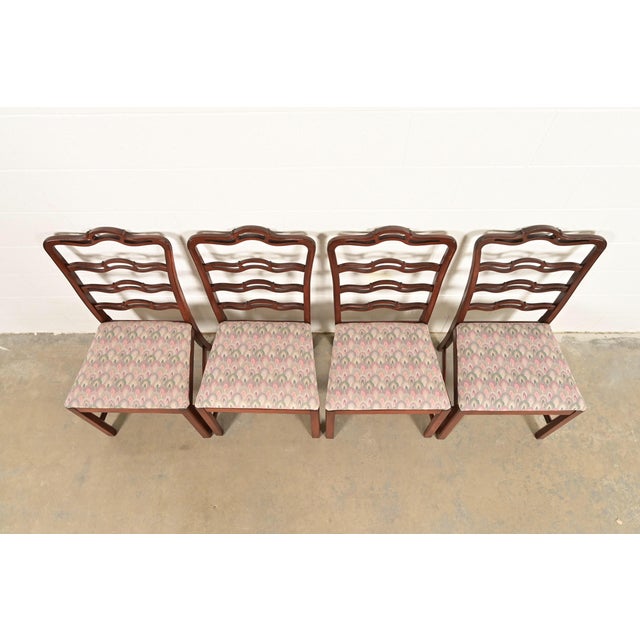 Mid 20th Century Baker Furniture Style Georgian Carved Mahogany Dining Chairs, Set of Four For Sale - Image 5 of 13