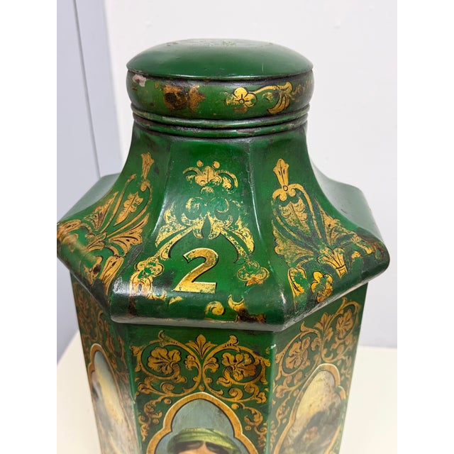 Savage London Victorian Hand Painted Tole Tea Canister No. 2, 19th Century For Sale - Image 11 of 12