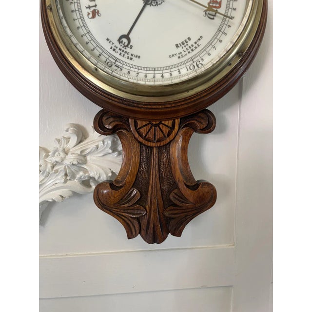 Victorian Carved Walnut Banjo Barometer, 1860s For Sale - Image 4 of 7