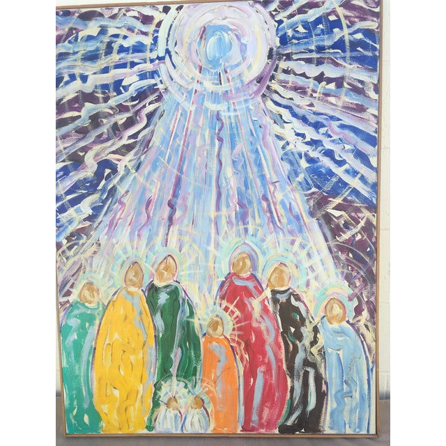 2000 - 2009 Vintage 2003 Large 30” Original Family Oil Painting Signed Framed For Sale - Image 5 of 5