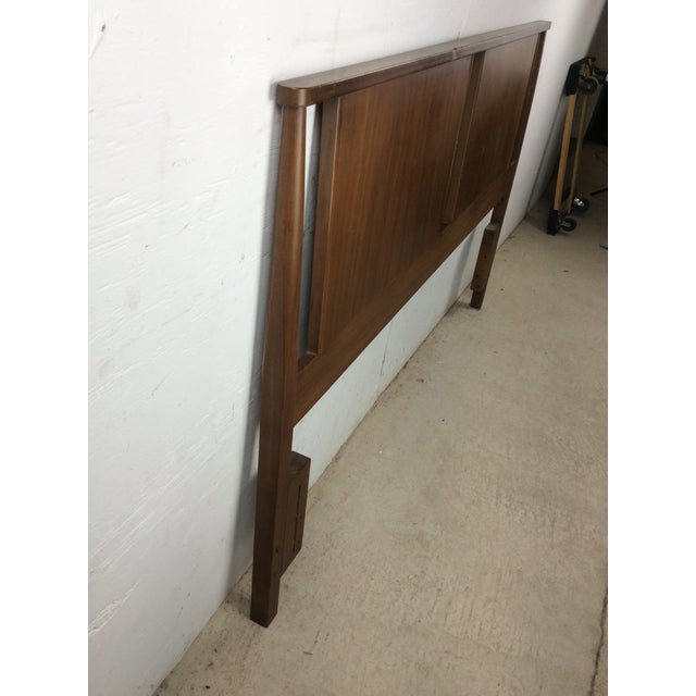 Mid Century Modern Walnut Headboard With Turned Wood Frame For Sale - Image 18 of 18
