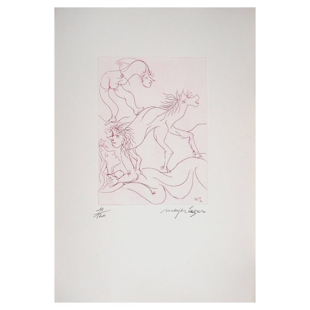 Meyer Lazar, The Acrobats in Love, 1974, Original Etching For Sale