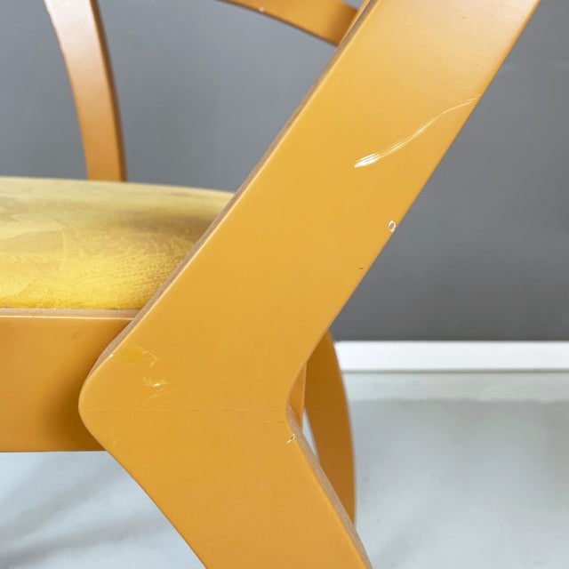 Italian Modern Yellow Fabric and Wooden Chair from Bros/S, 1980s For Sale - Image 14 of 18