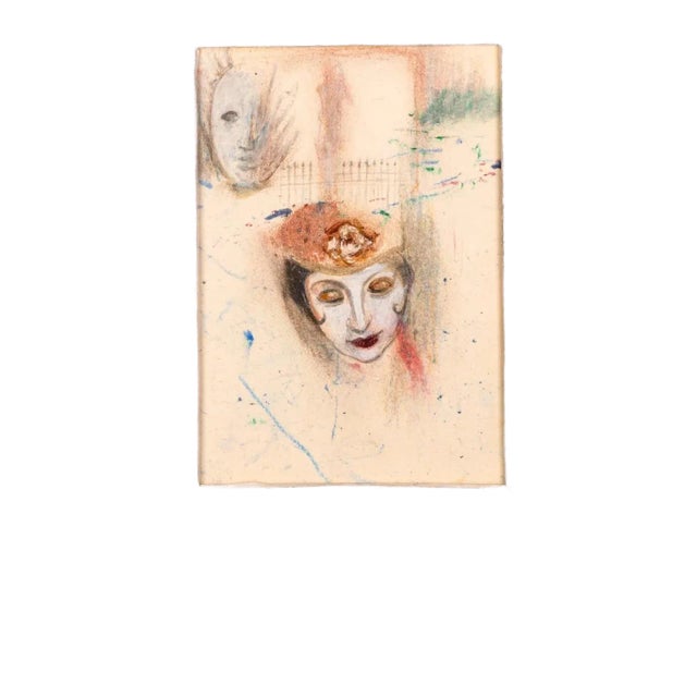 Betty Woodward-Bosley Signed Surrealist Woman in Hat Drawing on Paper Framed For Sale