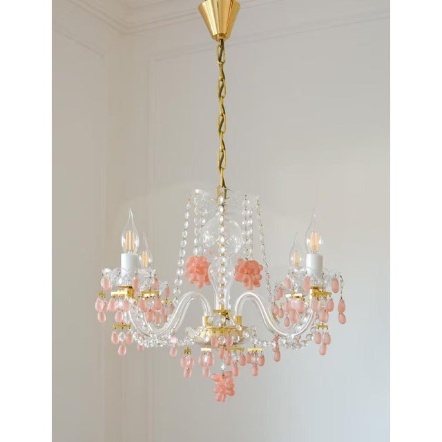 Metal Bohemian Crystal Grape Chandelier by Václav Hanus, Former Czechoslovakia, 1970s For Sale - Image 7 of 8