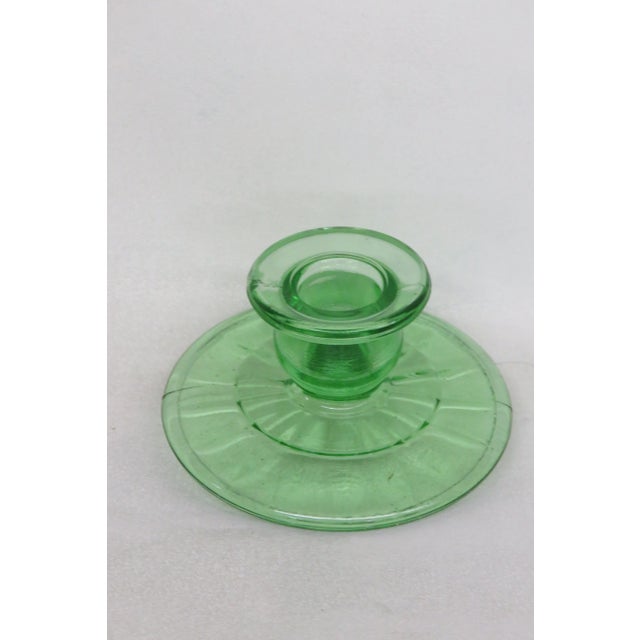 Green Depression Glass Single Candle Stick Holder Chairish