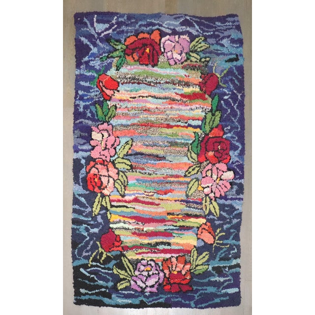 An early 20th-century American Hooked Small floral Rug Details rug no. j4600 size 2' 7" x 4' 1"