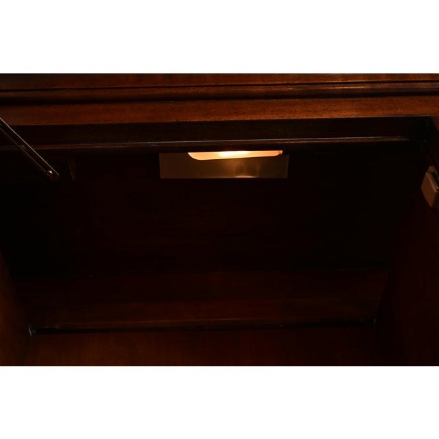 Brown 1980sKindel Furniture French Louis Philippe Lighted Breakfront Bookcase Cabinet For Sale - Image 8 of 11