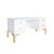 Contemporary Matthew Izzo Home White Lacquer and Polished Brass Executive Desk For Sale - Image 3 of 6