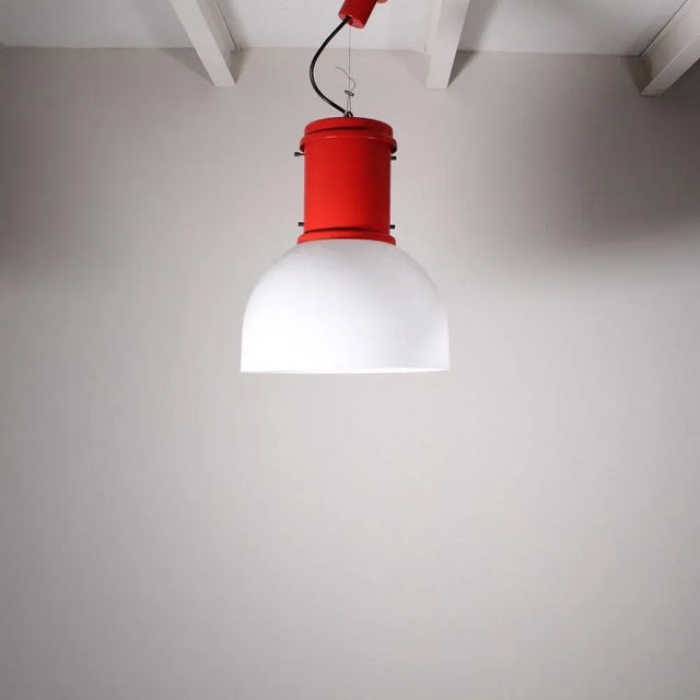 Small Red Ceiling Lamp by Roberto Menghi Fontana Arte For Sale - Image 3 of 12
