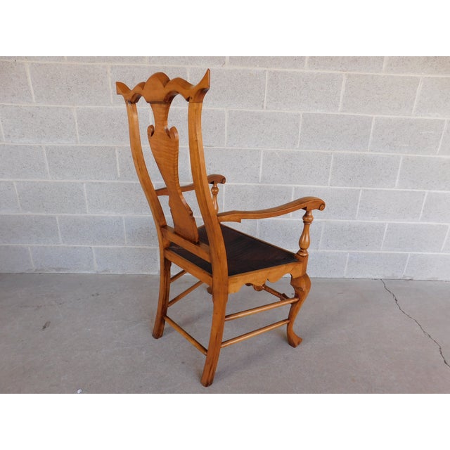 New England Style Figured Maple Lyre Back Arm Chair Attributed to William Savery For Sale - Image 10 of 17