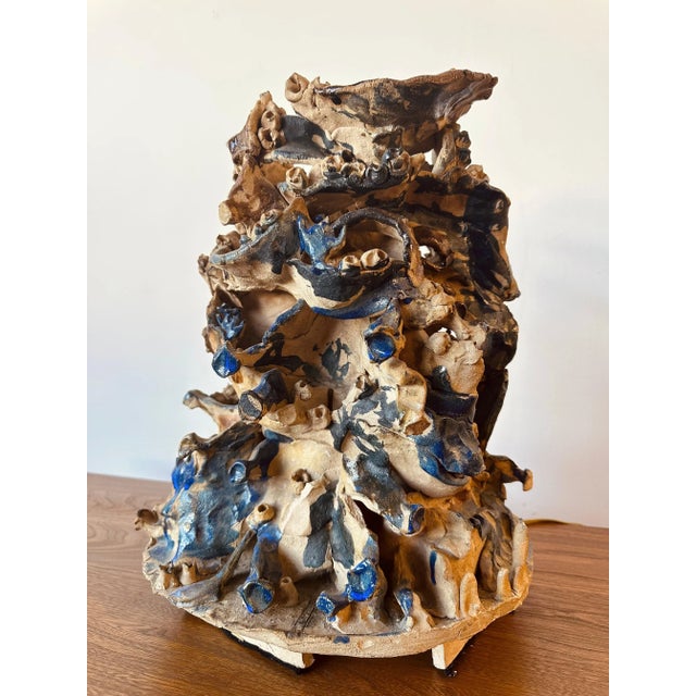 Ceramic Abstract Ceramic Glazed Sculptural Lamp For Sale - Image 7 of 11