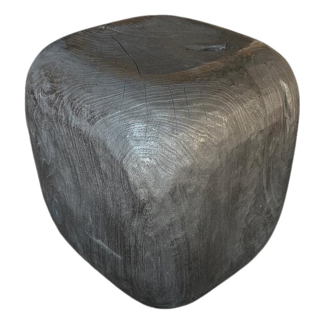Andrianna Shamaris Charred Minimalist Side Table or Stool For Sale