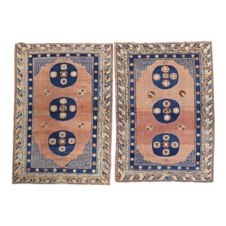 Rare Matching Pair of Antique Khotan Carpets - 4'1" x 5'11" For Sale