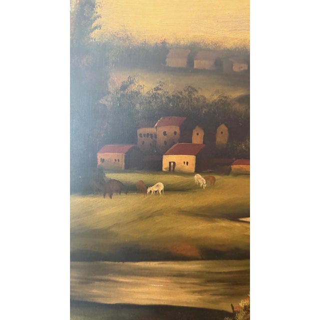 Pastoral Landscape Reproduction Oil Painting by Jeanne Reed Ltd. – Horchow Collection, Framed For Sale In Boston - Image 6 of 9