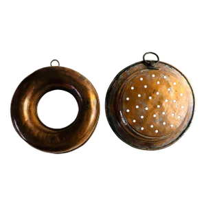 Vintage 1960s French Copper Mold and Strainer Set of 2