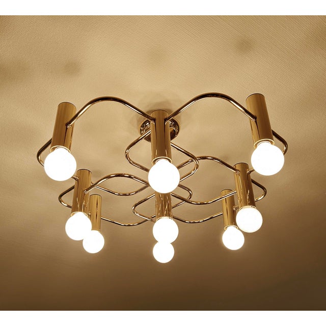 Large Space Age Gilded Ceiling Light from Leola For Sale - Image 17 of 18