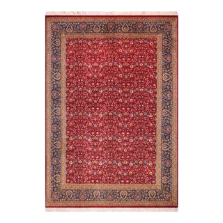 Shabby Chic 1990's Floral Pak-Persian Red/Teal Wool Rug- 9'0'' X 12'0'' For Sale