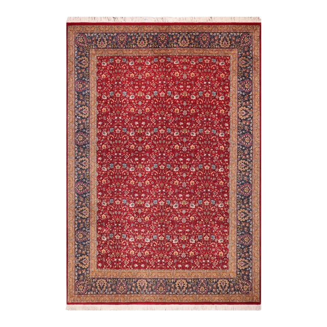 Shabby Chic 1990's Floral Pak-Persian Red/Teal Wool Rug- 9'0'' X 12'0'' For Sale