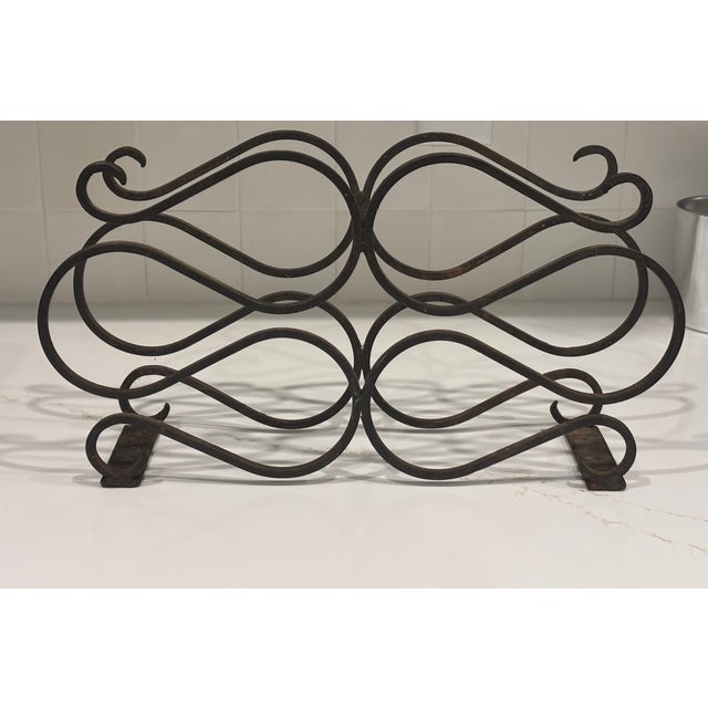 Antique Hand-Forged Wrought Iron Tabletop Wine Rack / Rolling Pin Holder For Sale In Little Rock - Image 6 of 10
