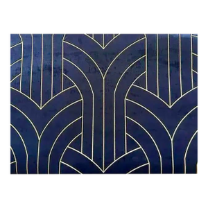 Phillip Jeffries Navy Blue & Gold Velvet Cocoon Wallpaper, Lasercut Velvet
