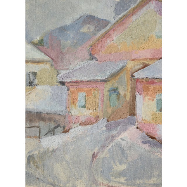 Modern Charlotte Hilmer, Charlotte Hilmer, Gemälde "Häuser im Schnee" (um 1945), Framed For Sale - Image 3 of 9