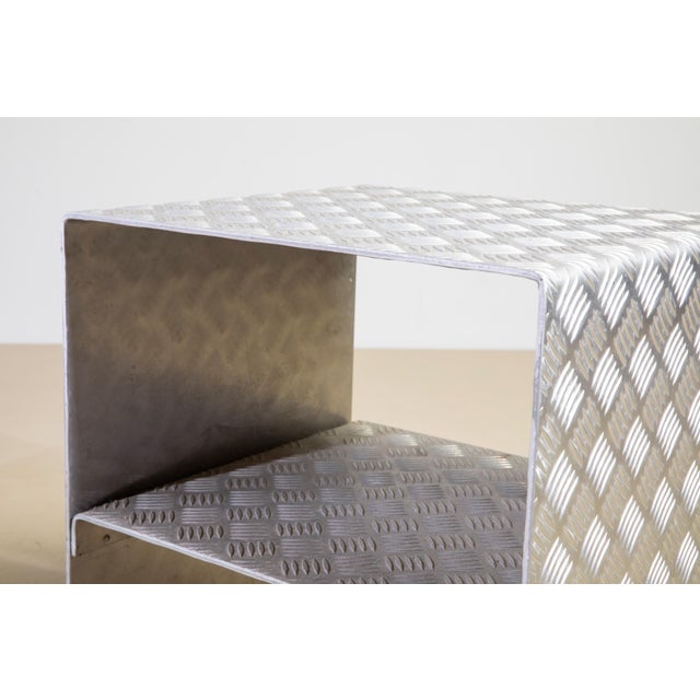 Bedside Tables in Curved and Diamond-Cut Steel, 1990s, Set of 2 For Sale - Image 9 of 9