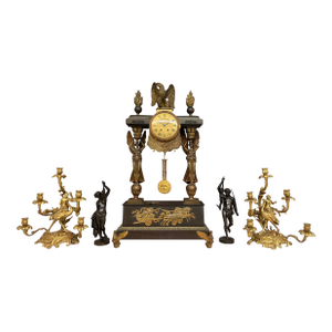 Very Large Size 19th Century French Gilt & Patinated Bronze Clock