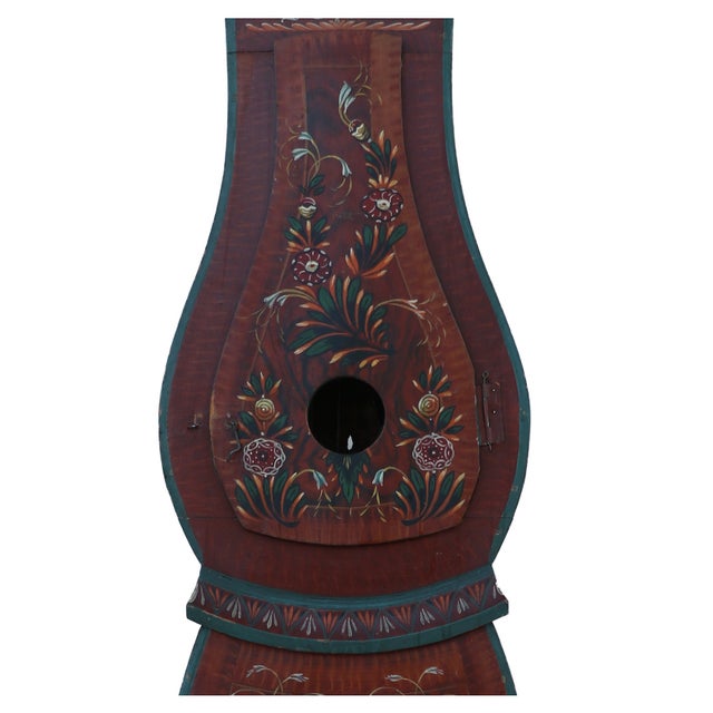 Swedish Mora clock dated 1840 with hand painted Swedish floral details. Inscription to base of clock (in Swedish) and...