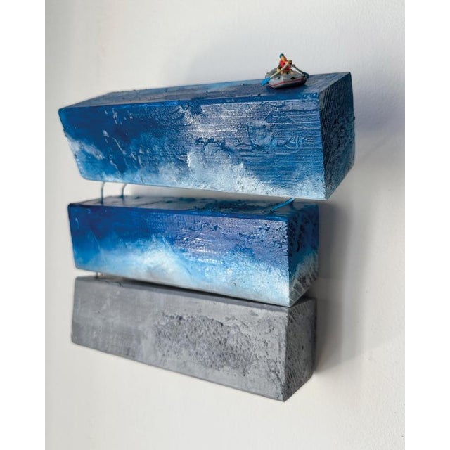 Early 21st Century Vera Vizzi, Miniature Boat at Sea, Mixed Media Wall Sculpture, 2024 For Sale - Image 5 of 9