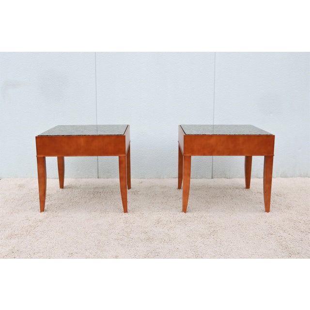 Contemporary Contemporary George Simons for Brayton Donovan Granite Square Side Tables, a Pair For Sale - Image 3 of 13