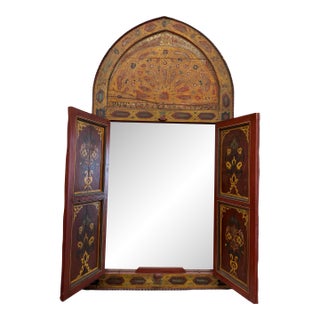 Tony Duquette Moroccan Style Painted Mirror W Doors For Sale