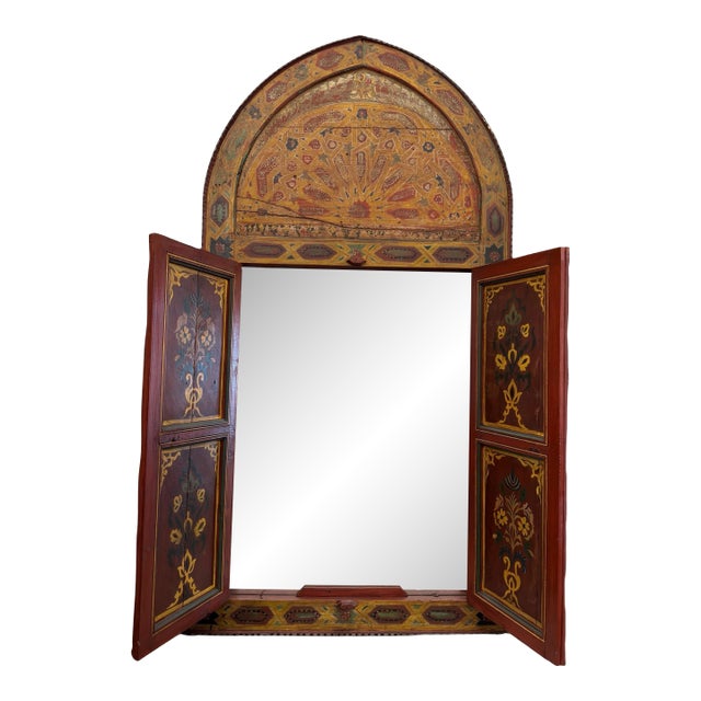 Tony Duquette Moroccan Style Painted Mirror W Doors For Sale